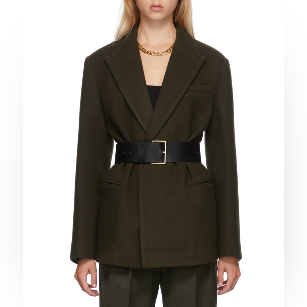 Drae Khaki Wool Belted Blazer